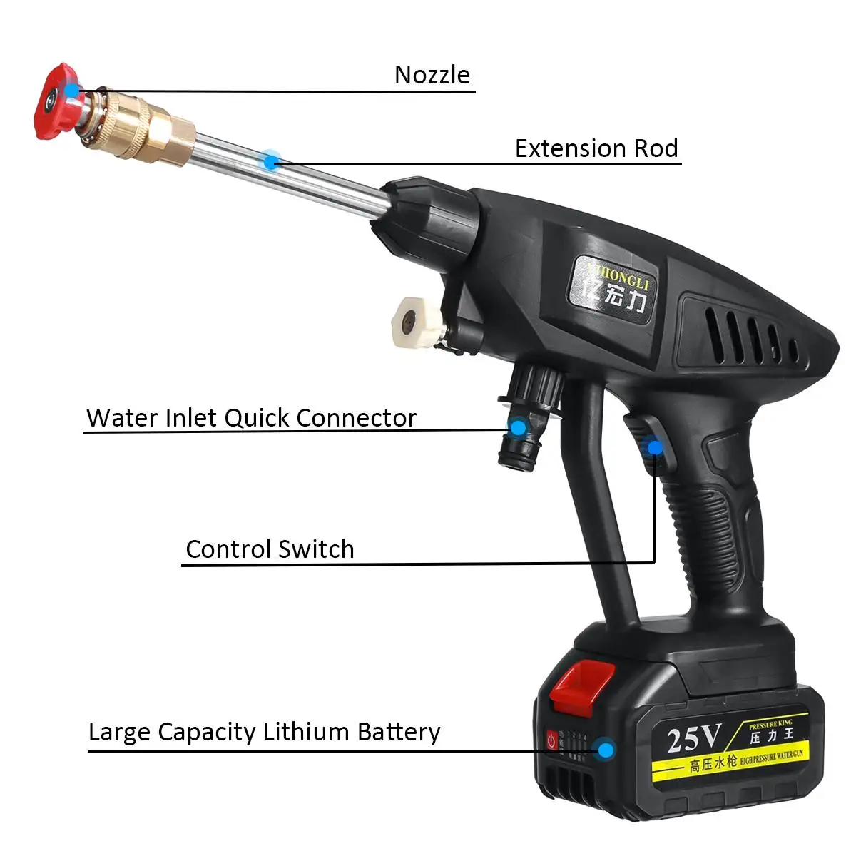 Продажа 15000 мАч 30 бар Беспроводная Автомойка высокого давления водяной пистолет портативный мойщик высокого давления с батареей 12 В/25 в Продажа 15000 мАч 30 бар Беспроводная Автомойка высокого давления водяной пистолет портативный мойщик высокого давления с батареей 12 В/25 в