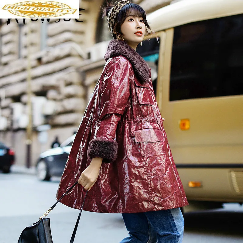 Куртка из натуральной кожи пальто овчины белое пуховое женская одежда 2020 зимнее