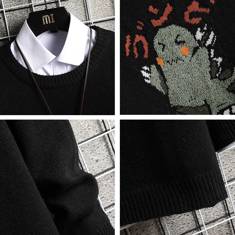 

SingleRoad Oversized Mens Knitted Sweater Men 2020 Winter Anime Sweaters Pullover Jumper Hip Hop Harajuku Black Sweater Men
