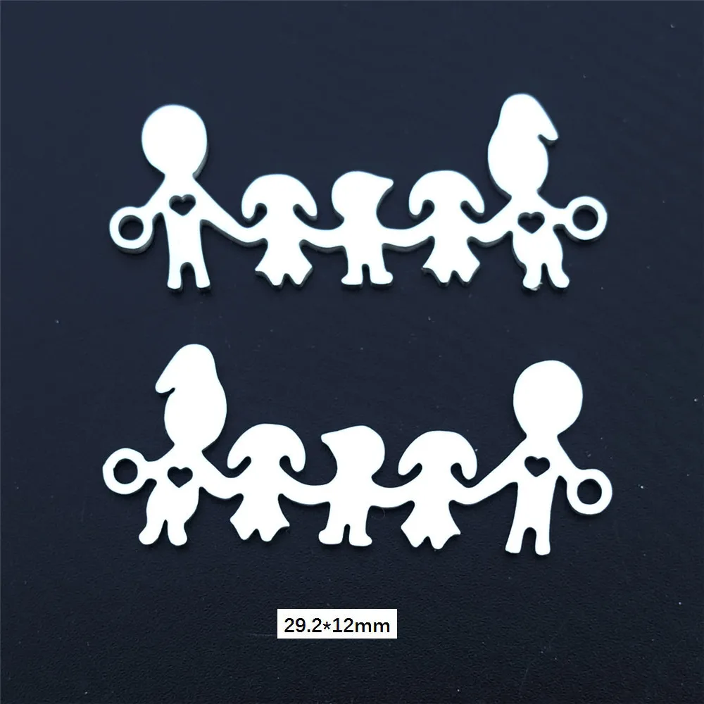 parent 2 girls 1boy Соединители из нержавеющей стали, сглаза, Русалка, Дева Мэри, король, королева, Крыло ангела, любовник, подвески, DiyJewelry, поиск компонентов, 5 шт./лот - Цвет: parent 2 girls 1boy