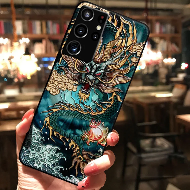 

for Samsung Galaxy S21 S20 FE Ultra Plus Note 20 10 5G 9 8 S10 e S9 S8 Plus Case Embossed 3D Relief Soft Silicon Cover Casing