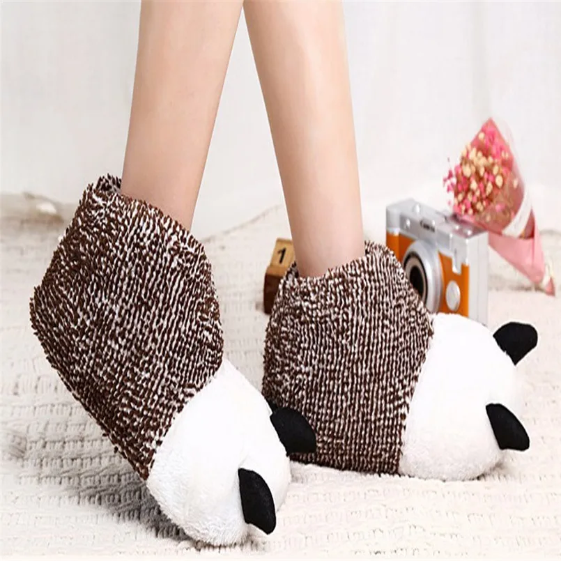 Милая обувь с мишками плюшевые хлопковые тапочки женская из хлопка zapatos de