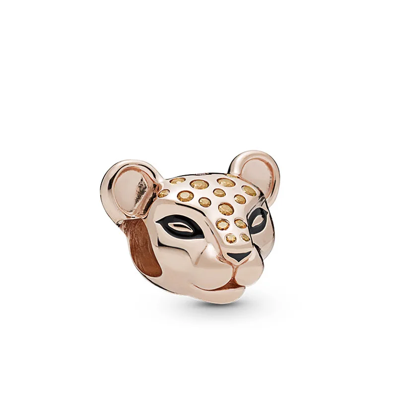 

Btuamb Simple Style Crystal Enamel Gold Color Cute Tiger Beads Fit Pandora Charms Bracelets for Women DIY Bijoux Jewelry