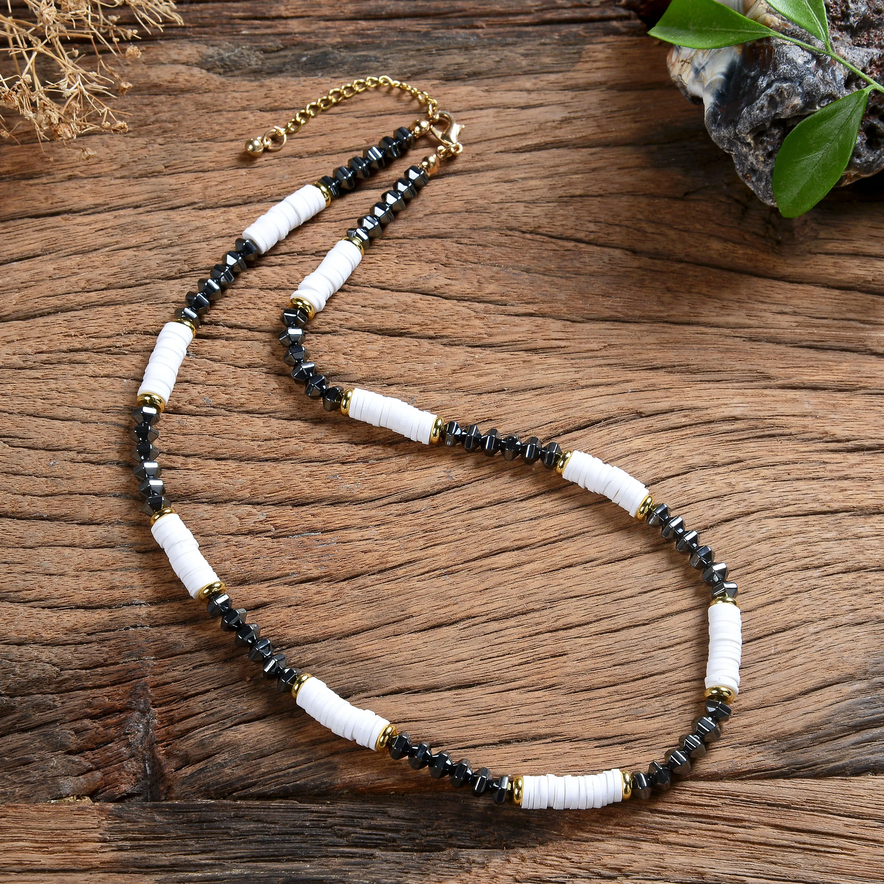 Ожерелье из натурального камня в стиле ретро с бусинами ожерелье кокосового