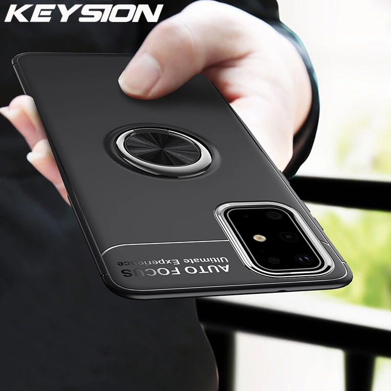 

KEYSION Ring Phone Case for Samsung Galaxy M51 M31S Soft Silicone Shockproof Back Cover for Galaxy M31S M31 M21 M11 M01 Core
