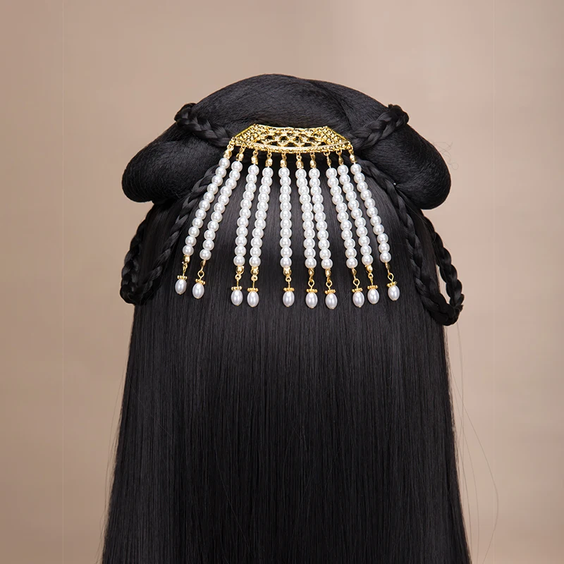 Шпилька для волос в старинном стиле Классическая гребень Hanfu с жемчужинами и