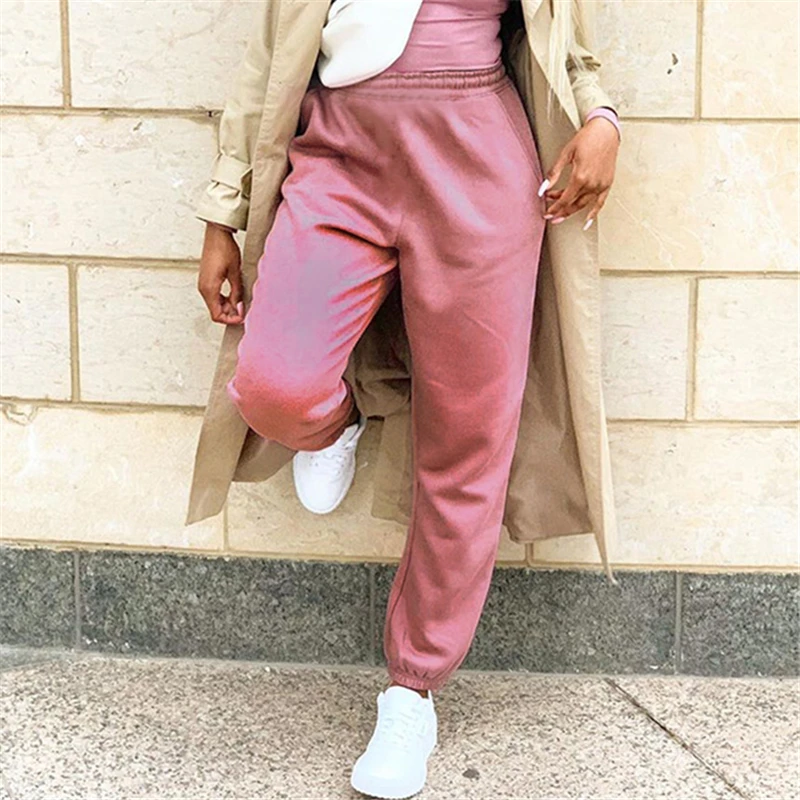 Женские спортивные брюки с высокой талией уличные для бега зимние черные