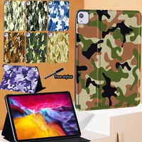 tablet case for apple ipad air 4 2020 10 9 inch camouflage pattern pu leather stand cover case free stylus