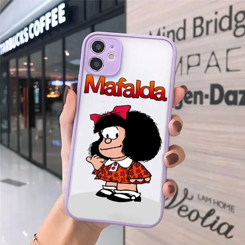 

Mafalda cute Cartoon girl luxury Phone Case shell matte transparent For iphone 7 8 11 12 plus mini x xs xr pro max cover