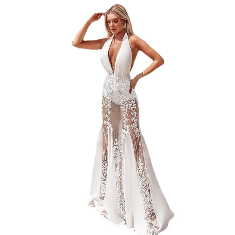 

New 2021 summer new dress sexy sleeveless halter neck dress