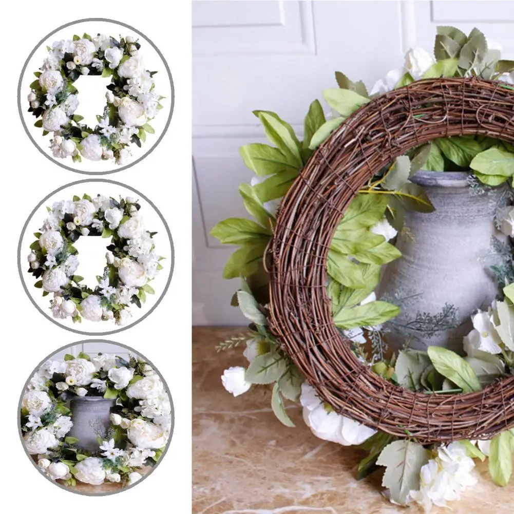 

Exquisite Faux Silk Flower Easy to Maintain Door Hanging Wreath Home Decor