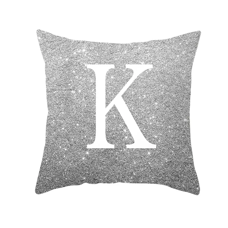 26 Алфавит инициалы английская подушка с надписью Чехлы серый фон белая буква