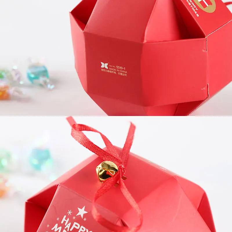 

10pcs/Bag Candy Paper Boxes Christmas Candy Bag Carrier Bags Colorful Cute Xmas Tree Packaging Box New Year 2021 Kids Candy Bag