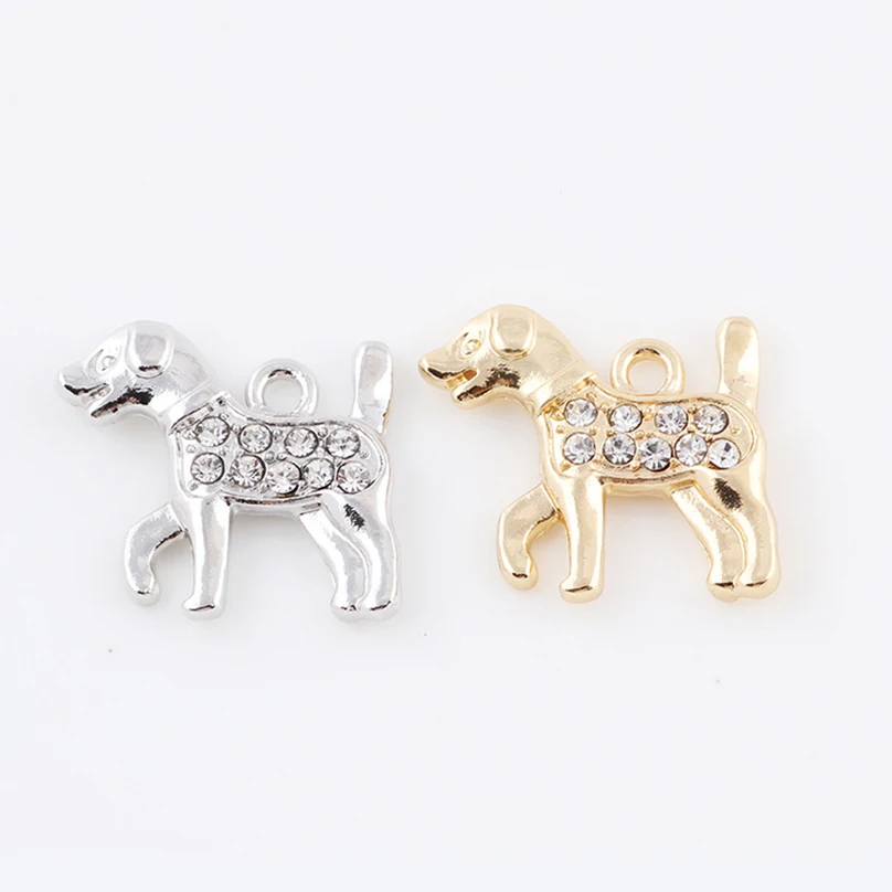 

10pcs/lot Dog Rhinestone Dangle Handmade Charms Pendant DIY for Bracelet Necklace Bag