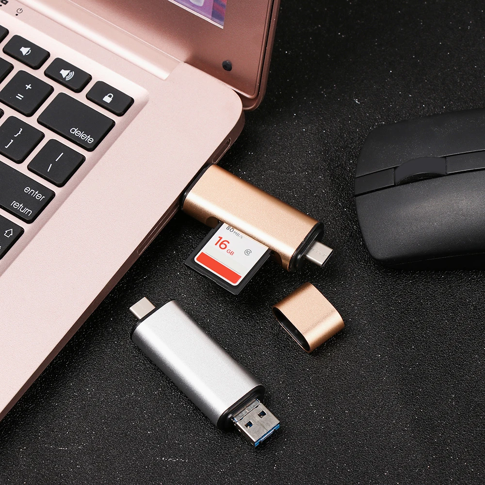 Многофункциональные считыватели карт SD/TF 3 интерфейса (тип-c USB Micro USB) без драйвера