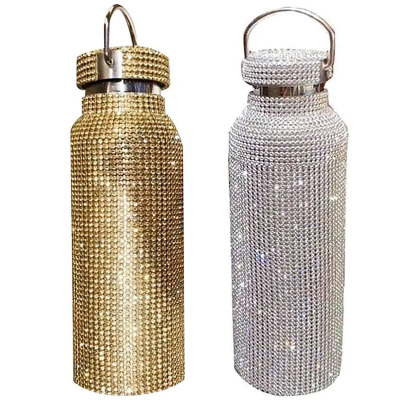 

Stainless Steel Diamond Thermos Bottle,Diamond Vacuum Flask, Bling Rhinestone Cup Sparkling High-End Insulated Bottle