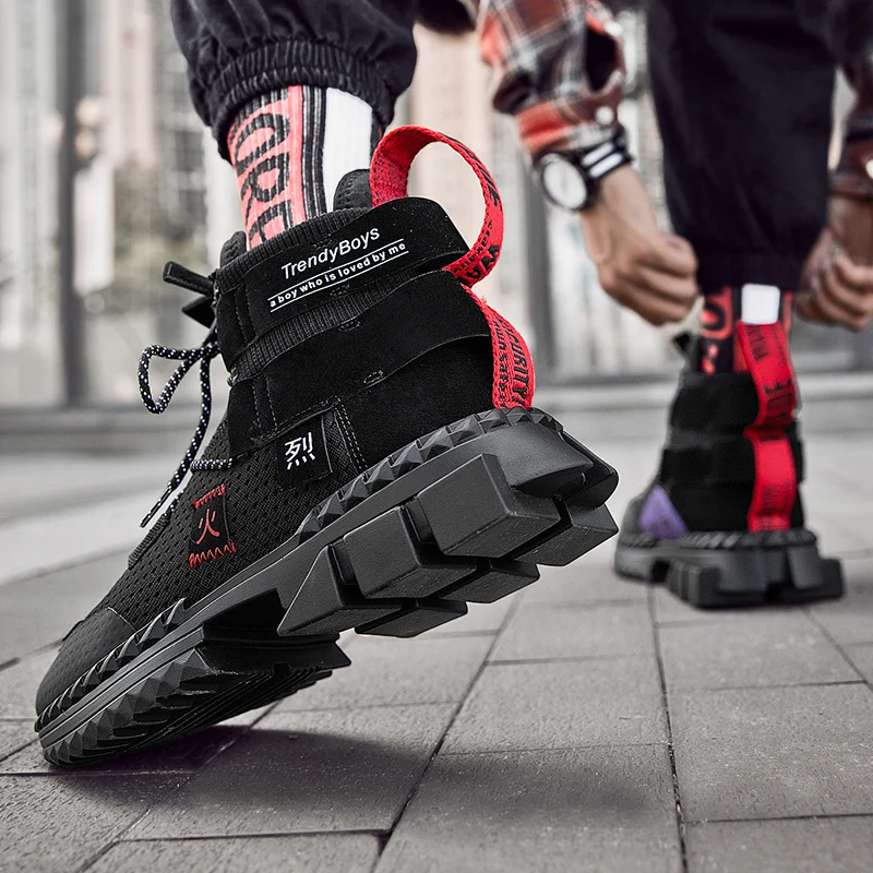 Мужские кроссовки в стиле хип-хоп модные повседневные для бега папы сетчатый