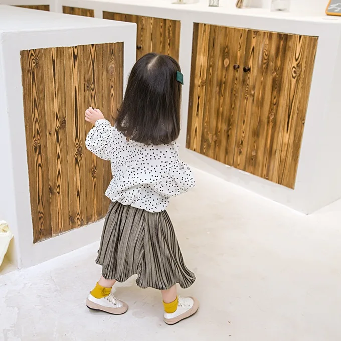 Детская плиссированная юбка для девочек длинная бархатная юбка-пачка Осень-зима