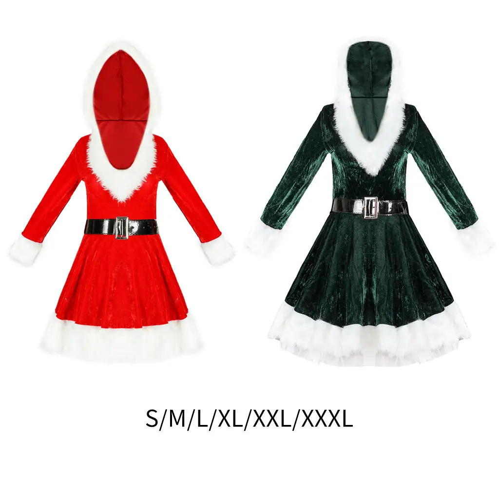 

Miss Santa Suit Fashion Hoodie Outfits Hooded Dress for Cosplay Costumes Festival