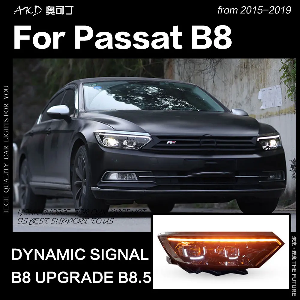 AKD автостайлинг фара для VW Passat B8 светодиодный ная 2015 2019 Magotan DRL Hid ангельский глаз