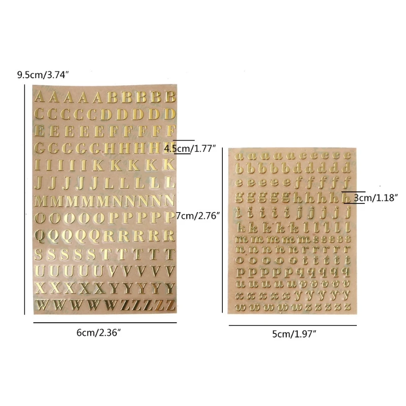 

918F Uppercase Letter Lower Case Letters Stickers Self-Adhesive 26 Letters DIY Decoration (Silver and Gold Letters )