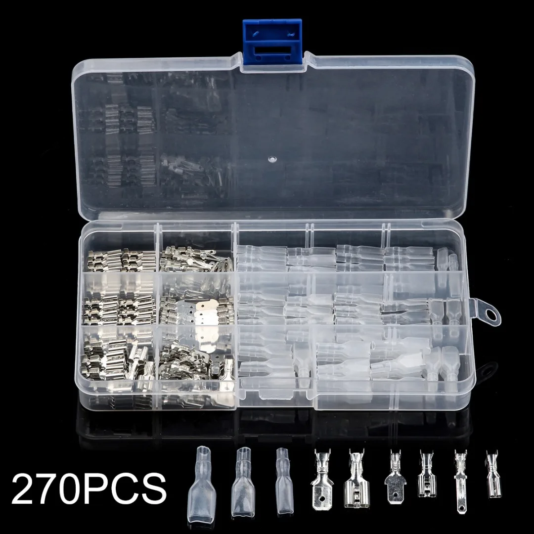 

270pcs Wire Crimp Connectors Terminal Electrical Wire Crimp Connectors Male Female Spade Assortment Kit