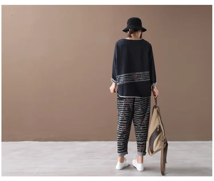 XXXL Новинка осени 2019 корейский спортивный костюм в полоску Женские топы и штаны