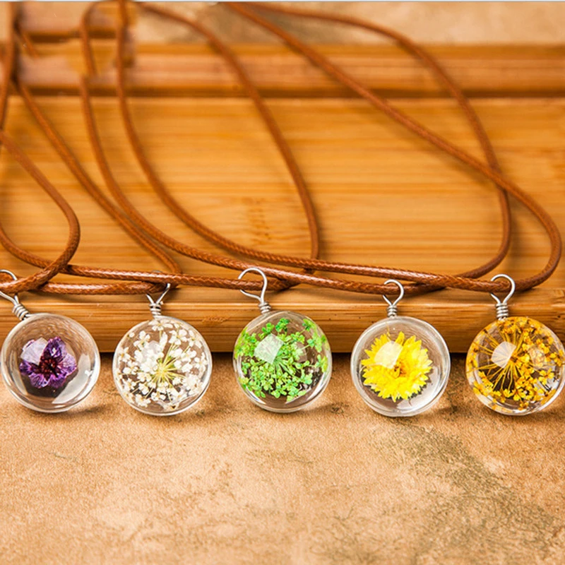 Прозрачный стеклянный шар одуванчика ручной работы ожерелье свадебный подарок