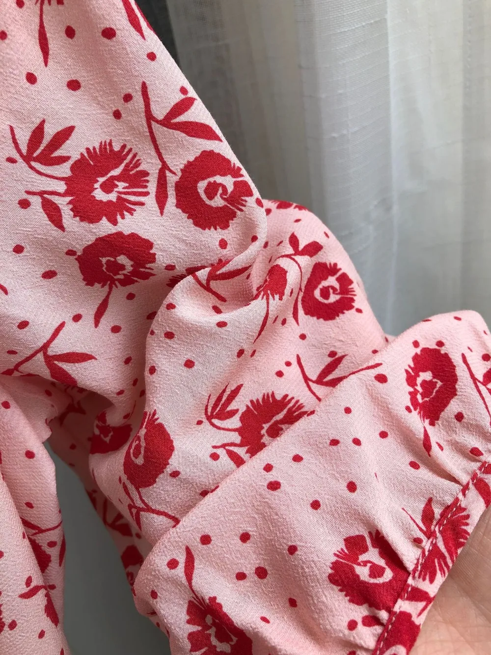 

2019 New Women Green Flower Print Wrap Dress Short Puff Sleeve French Style Summer Fresh Midi Dress