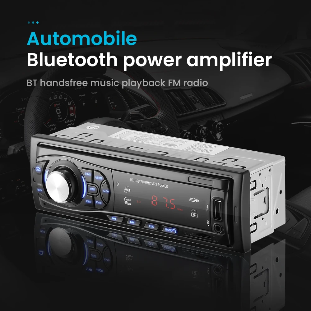 

1 Din Car Radio Stereo MP3 Player FM Radio Receiver Bluetooth AUX Input USB TF Card Slot Remote Control In Dash Head Unit