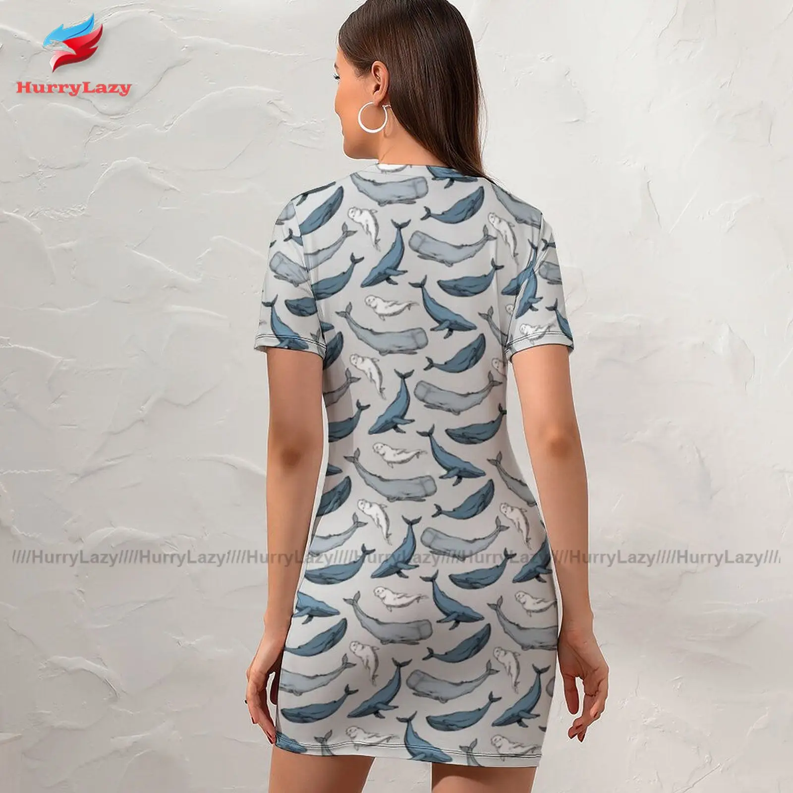 Водное платье с коротким рукавом классическое облегающее из спандекса узорами