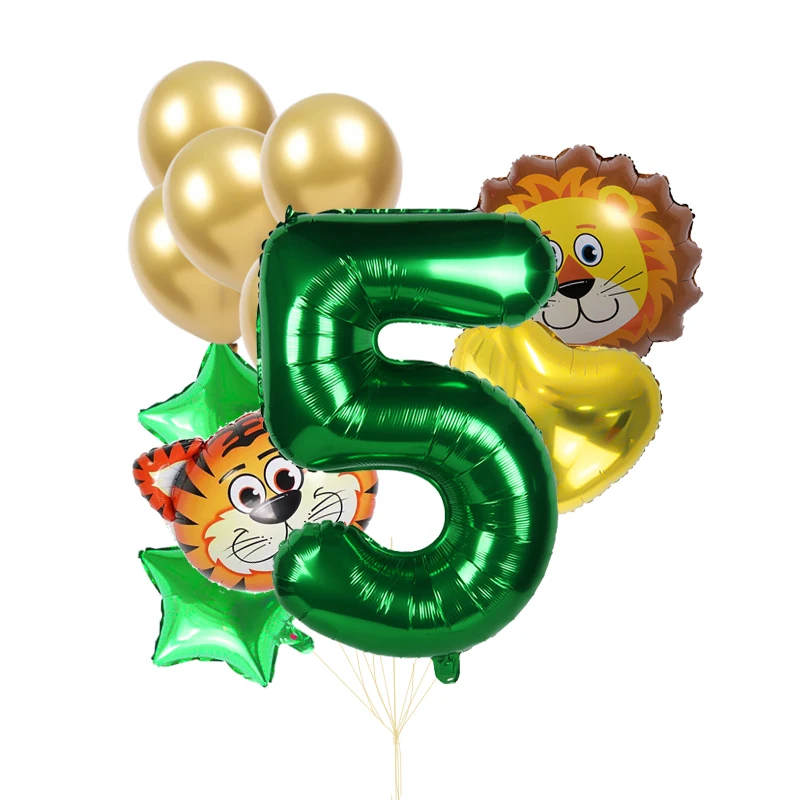 

11pcs/lot Animals Party Balloons Jungle Birthday Decoration 40/32inch Big Number Balloons Boys Birthday Baby Shower Globos Deco