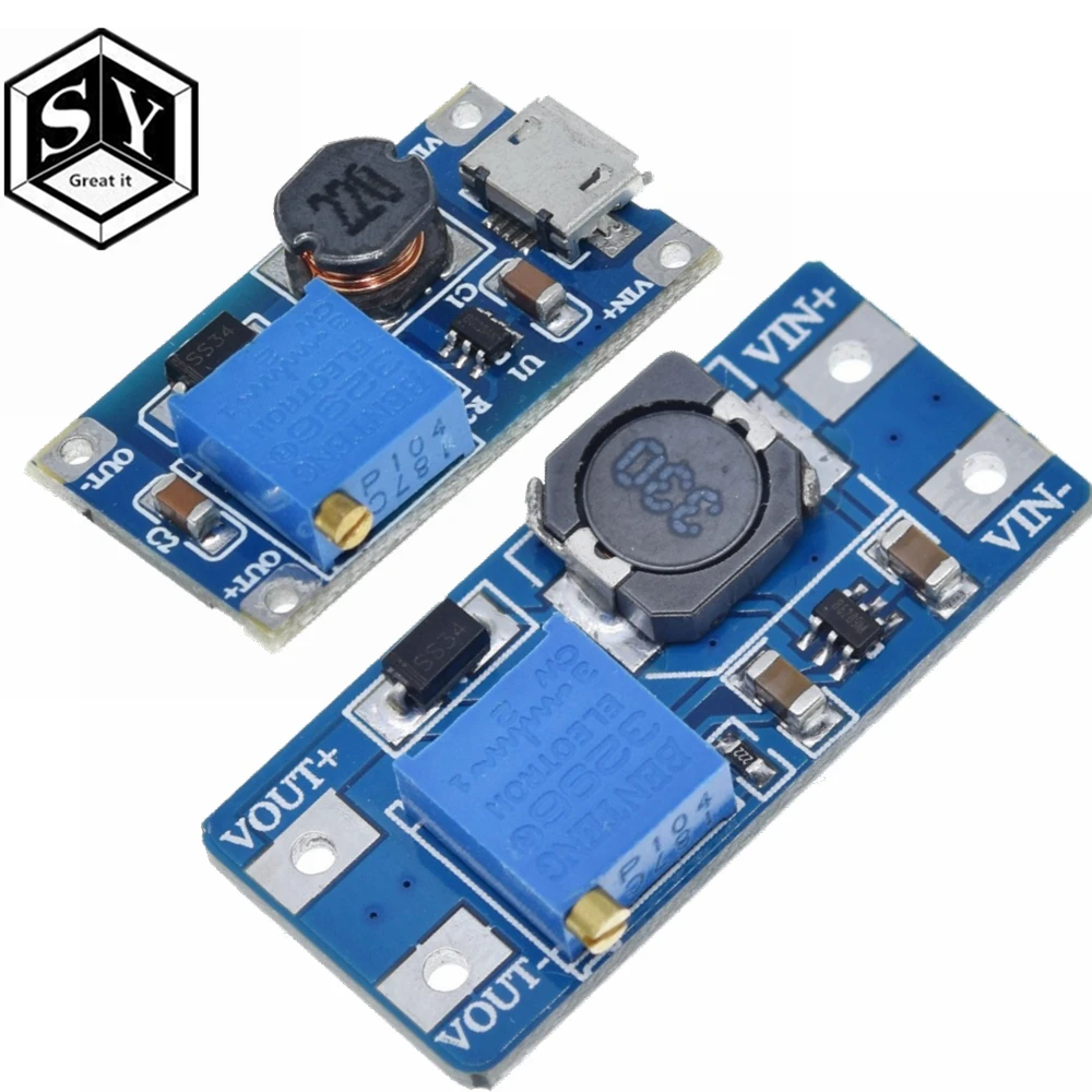 1 шт. Great IT MT3608 2A Max DC-DC Повышающий Модуль питания усилитель мощности 3-5 в до 5 В/9 В/12 В/24 В