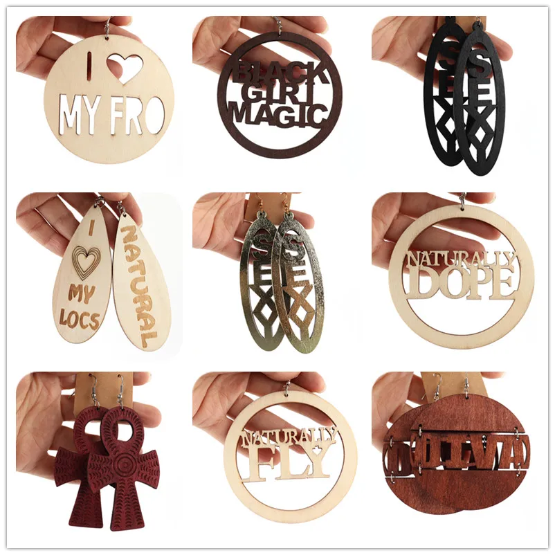 Бесплатная доставка! Небольшой запас!! Черные деревянные серьги Diva для девочек |