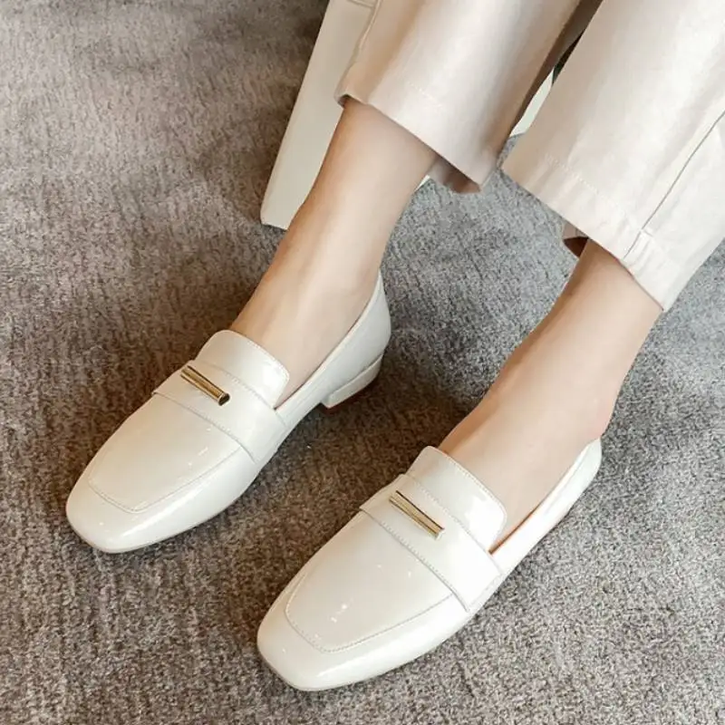 

KemeKiss Genuine Leather Office Work Women Flats Square Toe Slip On Spring Flat Shoes Woman Daily Party Footwear Size 34-39