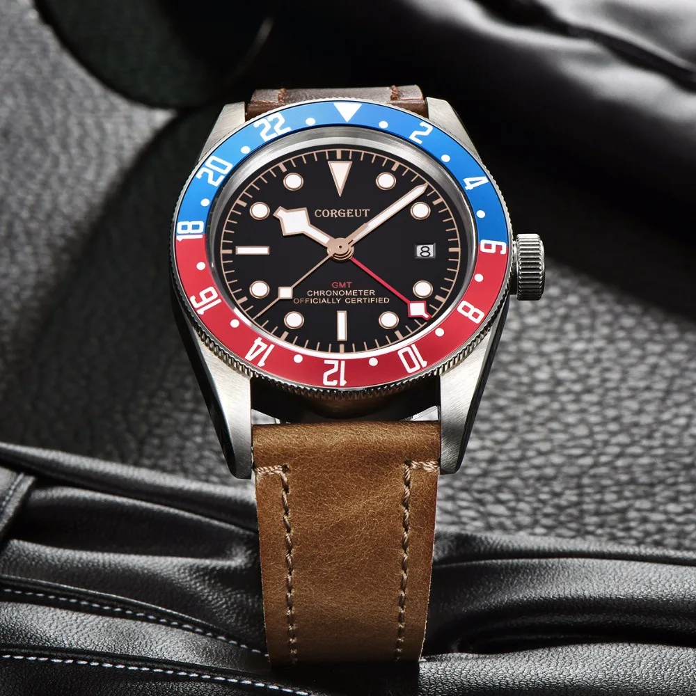 Corgeut Watch Men Automatic GMT Luminous Clock Waterproof Mechanical Male Top Brand Relogio Masculino Sapphire Crystal | Наручные часы