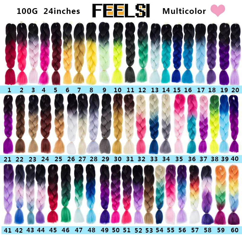 Синтетические косы для наращивания волос косички розовые фиолетовые желтые