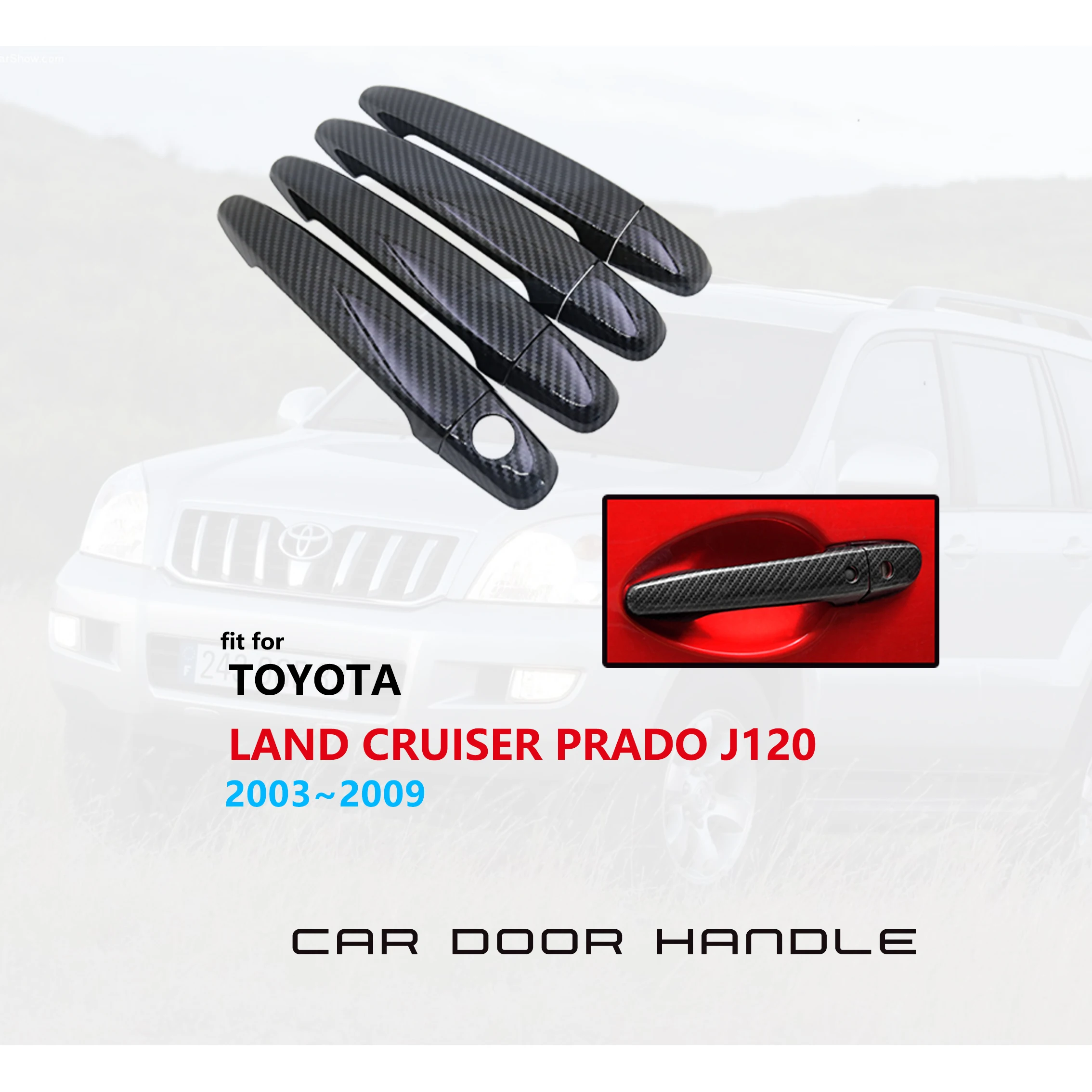 

Хромированная дверная ручка из углеродного волокна для Toyota Land Cruiser Prado 120, J120, L120, 2003 ~ 2009, комплект отделки крышки, автомобильные аксессуары, н...