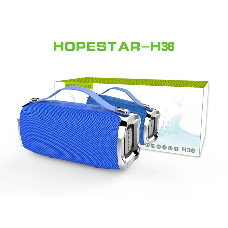 Blue HOPESTAR H36 портативный открытый Bluetooth динамик IPX6 Водонепроницаемый супер бас сабвуфер 18650 Беспроводная колонка коробка музыкальный плеер - Цвет: Blue