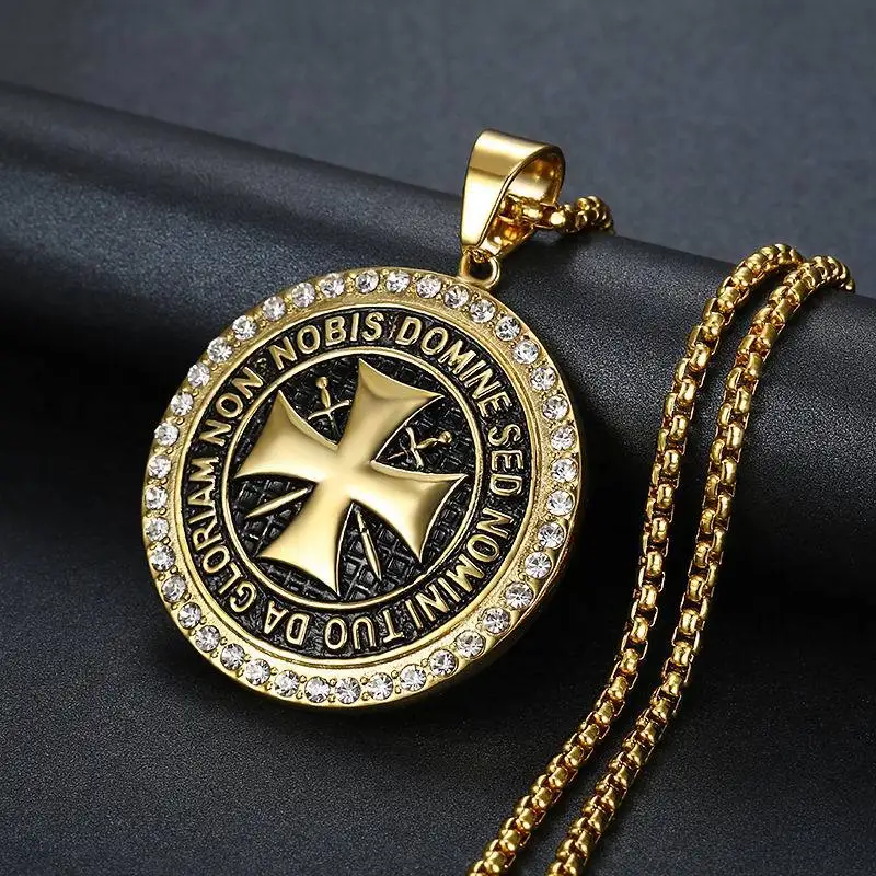 Мужское ожерелье с подвеской Рыцари металлический крест в стиле ретро