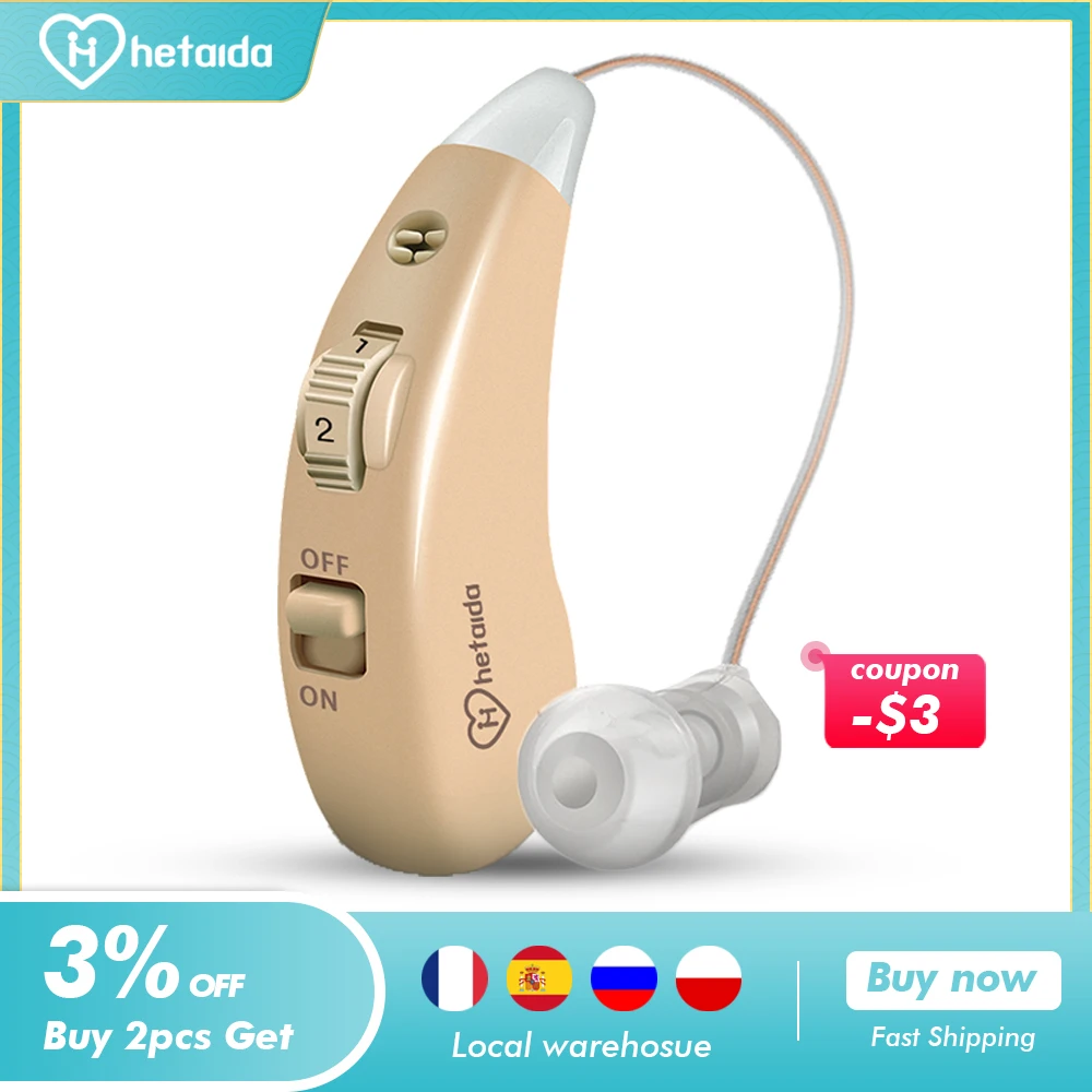 

HeTaiDa Rechargeable Digital Hearing Aid Ear Severe Loss Invisible Sound Amplifier High-Power Hearing Aids for Deafness Elderly