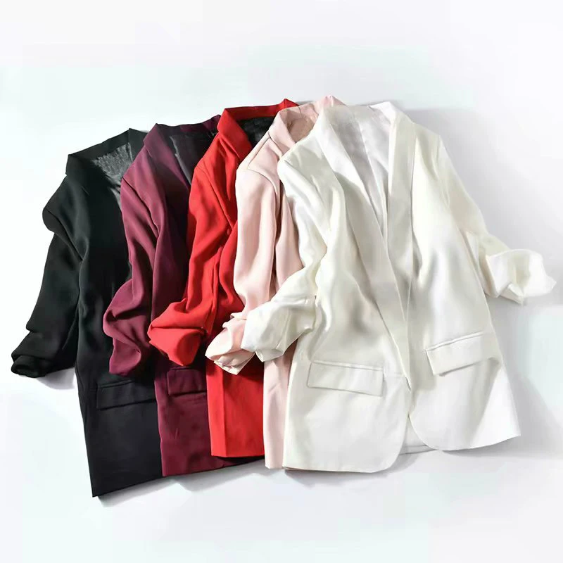

Spring Ladies Blazer Multicolor Long Sleeve Top White Blazer Women Casual Loose Suit Straight Suits Girls Plus Size Streetwear