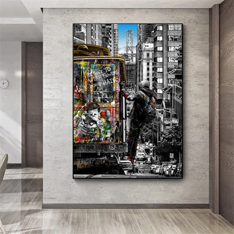 

Graffiti Art Banksy Street Landscape Paintings of London City Canvas Paintings Pop Art Posters and Prints for Home Decor