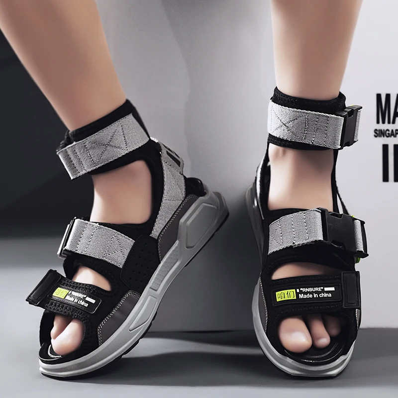 

2020 Summer Male Slippers gladiator rome Men Flats high top ankle Sandals Casual Men's Shoes Thicken Open Toe Flip Flops