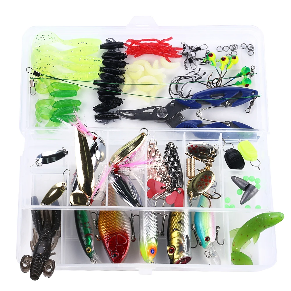 110 шт. рыболовные приманки набор ассорти искусственный Спиннер Minnow Popper VIB мягкая