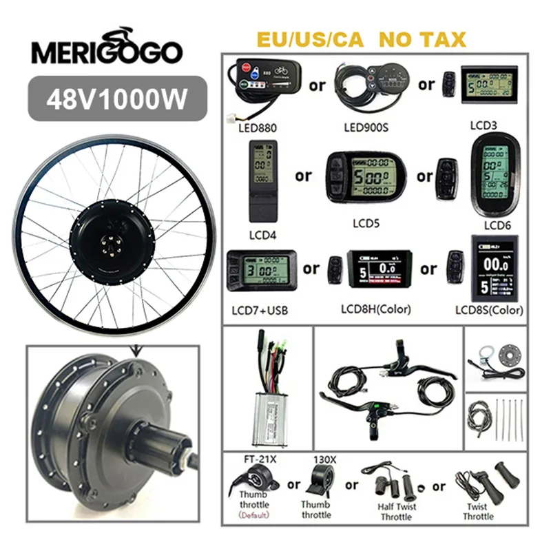 Bestellen 1000W Elektrische Fahrrad Conversion Kit Hinten Kassette Rad Kit 16 20 Zoll Elektrische Fahrrad Kit Hub Motor Mit LED/LCD Display