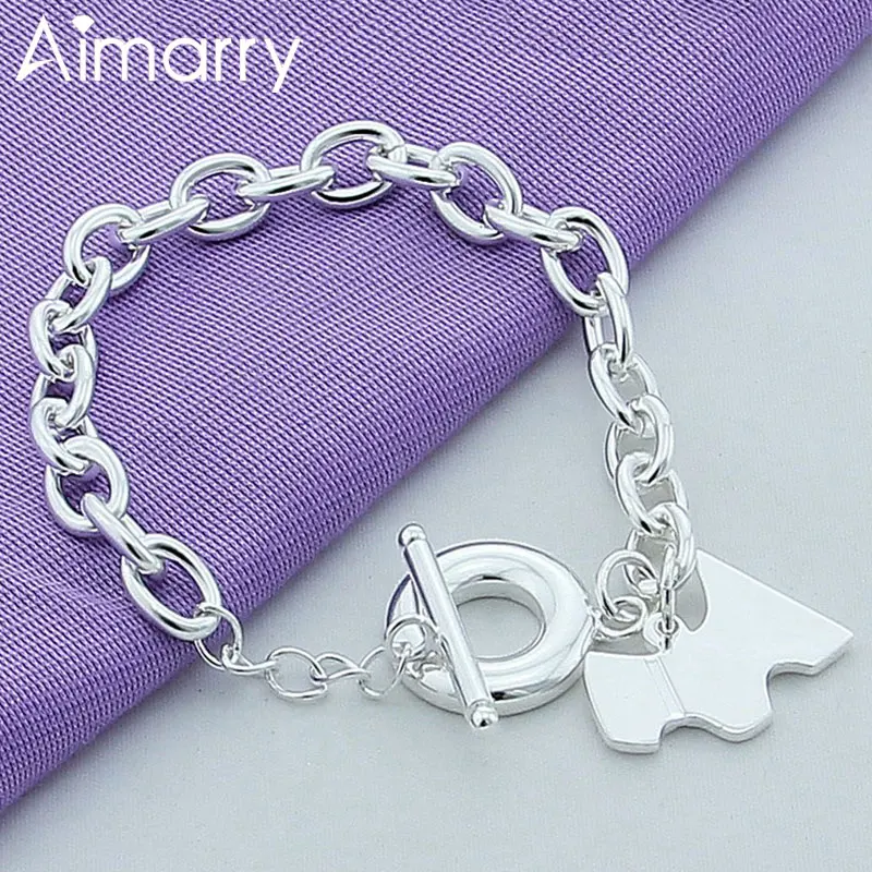 

Aimarry 925 Sterling Silver TO Chain Geometric Pattern Pendant Bracelet For Women Party Gifts Engagement Wedding Fashion Jewelry