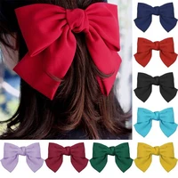 floral check solid pattern chiffon ribbon women girls big large bow satin bowknot hair clip barrette hairpin hair accessories