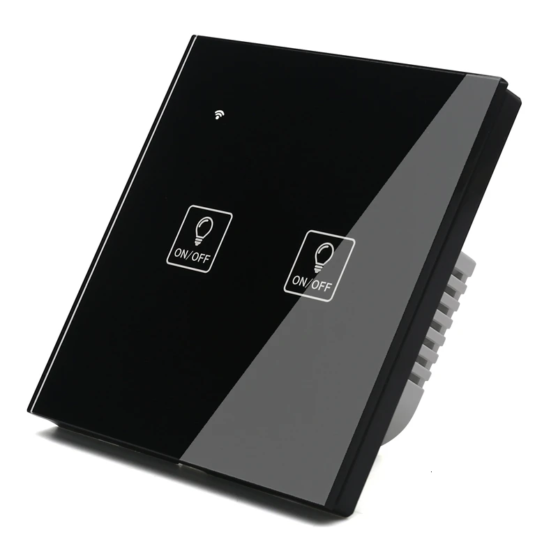 Сенсорный светильник WIFI значок настенный выключатель черное стекло синий