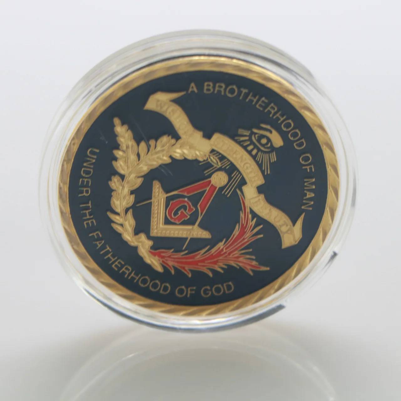 

United States The Free Mason Souvenir Coin A Brotherhood of Man Under The Fatherhood of God Gold Plated Commemorative Coin